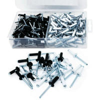 Kit De Remaches De Blinds 160Pcs Tamaños Variados Aleación De Aluminio Acero Nylon Remaches Assortment Kit (Plata/ Negro) Para Metalworking - details 3