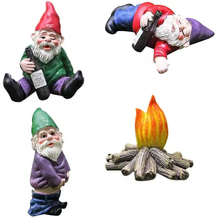 Gnomo de Jardín, Figuras, enanos Borrachos Divertida Micro Paisaje estatuas Kit_y - 1