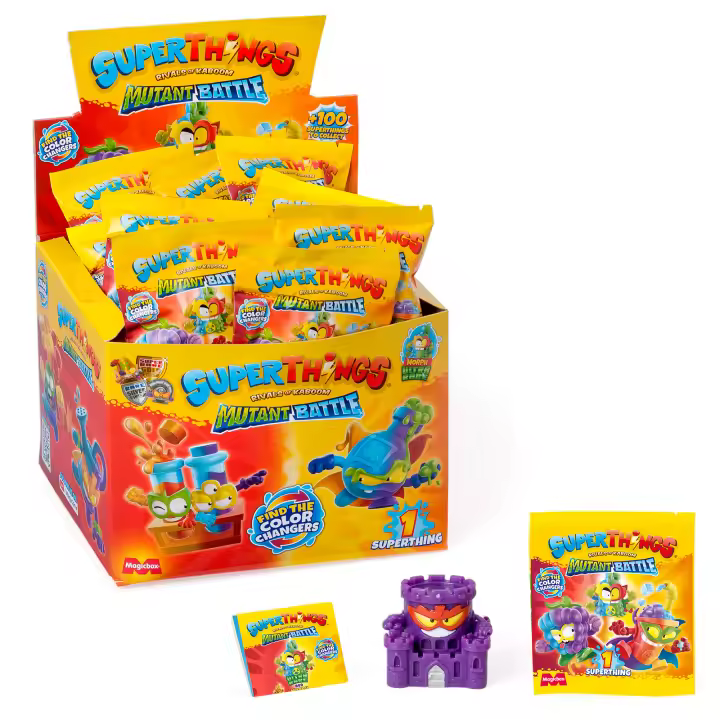 SUPERTHINGS RIVALS OF KABOOM Serie Mutant Battle – Cajas con 25 sobres o 50 sobres con Figuras coleccionables de la Serie Mutant Battle. Cada sobre Contiene 1 SuperThing Misterioso y 1 Checklist - 1