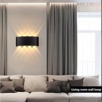 Luces de pared LED Exterior Interior Impermeable IP65 Lámpara de pared Modern para Balcón Sala de estar Pasillo Dormitorio Porche Aluminio Negro (6W-Negro-Blanco Caliente) [Clase de eficiencia energética] - details 2