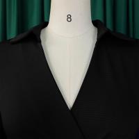 Vestido Elegante Para Oficina Para Mujer Cuello Redondo V Cintura Ajustada Pleated Midi Formal Business Work Dress OL - details 32
