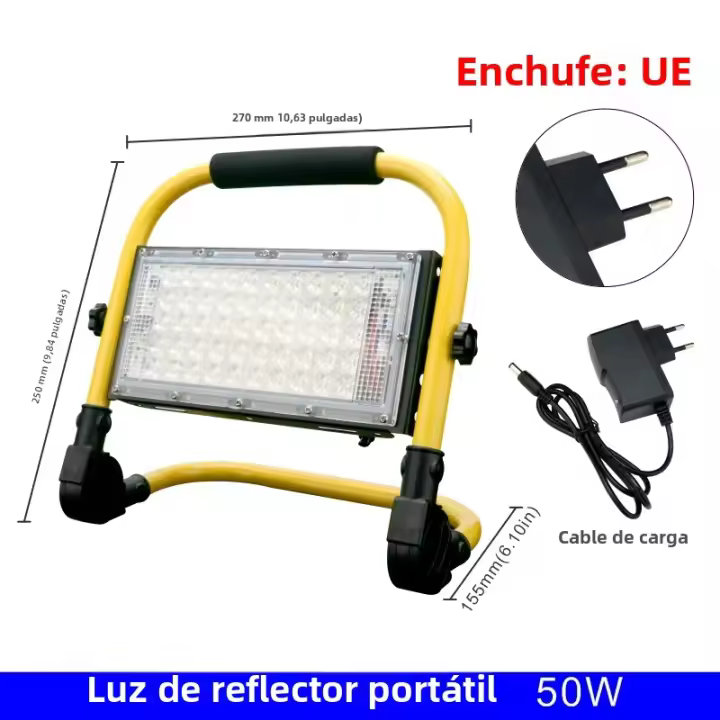 Spotlight Portátil 50W LED Iluminación Exterior Recargable 5000mAh Luz De Emergencia Para Camping Con 4 Modos Lámpara De Advertencia Y Fosa - 1