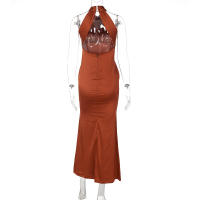Dulzura Mujer Vestido Largo Negro Elegante Verano 2024 Sin Mangas Cuello Halter Bodycon Para Fiesta Club Noche Callejera Ropa De Negocios - details 15