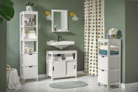 SoBuy Mueble para Debajo del Lavabo Armario de Baño de Suelo 1 Estante y 2 Puertas Correderas Blanco 60 x 30 x 60 cm FRG128-II-W ES - details 0