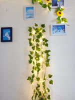Vine De Iva Falsa Con Luces LED 12/10/2m Para Decoración De Hogar Y Bodas Verde Artificial Con Hojas Para Decoración De Habitaciones Y Exposiciones - details 5