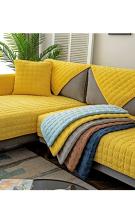 Cubierta De Sofá Universal De Peluche Gruesa Antideslizante Para Sala De Estar Decorativa Tela De Silla De Piso De Poliéster 100% Estilo Sólido - details 1