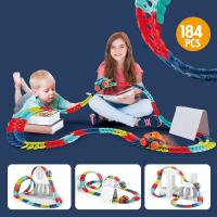 Juguete De Carriles Eléctricos Recargables Para Niños Con Coche De Goma Suave Y Flexible No Deriva Juego De Construcción DIY - details 14