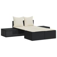 vidaXL Tumbona doble con cojines ratán sintético Negro, Marrón, Gris Sillas de Exterior Ideal para jardín, playa, piscina, terraza Tumbona Piscina Tumbonas Playa Tumbonas Jardín Exterior - details 4