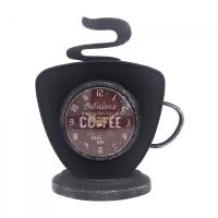 CAPRILO REGALOS & DECORACIÓN Reloj Decorativo de Mesa de Metal y Cristal "Taza de Café". Adornos y Esculturas Reto. Regalos Originales. Decoración Hogar. 22 x 9 x 25,50 cm - details 0