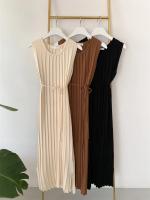 Vestido De Punto REALEFT 2025 Para Mujer Estilo Casual Cuello En V Midi De Pierna Larga Con Abertura Lateral Y Cintura Alta - details 17
