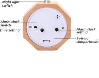 Wooden Analog Alarm Clock, Small LED Non-Ticking Quiet with Arabic Numerals Wake Up Light Night Snooze Function Battery Operated Easy to Set for Kids Men Women - details 3