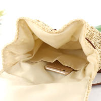 Mochila De Paja Hecha a Mano Para Mujer Bolso De Hombro Casual Playa Vacaciones Estilo Fashion Sin Cierre a Rayas Capacidad Baja - details 5