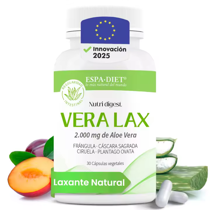 Laxante Natural - Aloe Vera, Cáscara Sagrada, Frángula, Ciruela, Plantago ovata - Laxante fuerte Alivio estreñimiento - Laxante rápido - Detox natural limpieza colon - Veralax 30 cápsulas - 1