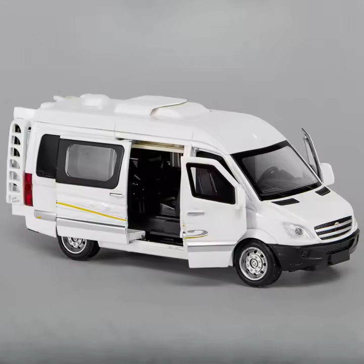 Modelo De Coche De Negocios RV En Escala 1/32 Con Sonido Luz Y Función Retroceso Juguete De Colección Duradero Para Niños Y Adultos - 1