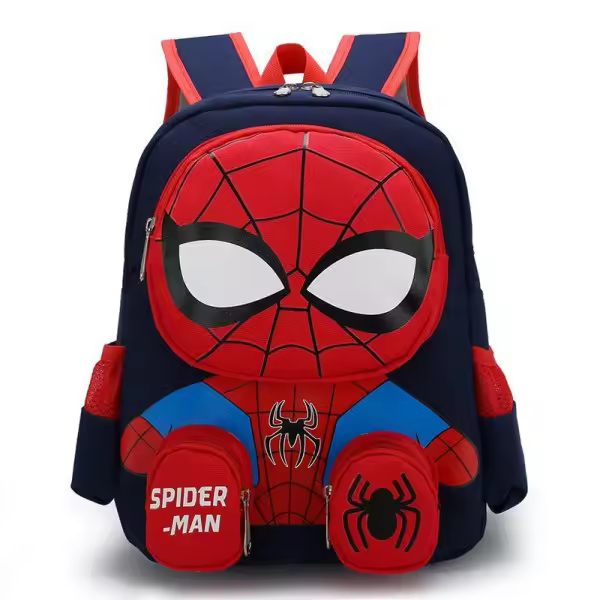 Nuevo bolso de escuela para niños de dibujos animados lindo mochila de jardín de infantes masculino y femenino bebé pequeña mochila Spider Man azul oscuro - 1