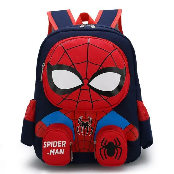 New children's school bag cartoon cute backpack kindergarten male and female baby small backpack spider man dark blue - 1