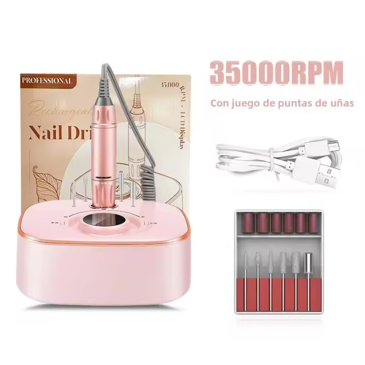 Juego De Secador De Uñas Eléctrico 35000RPM Con Pantalla LED Bajo Ruido Herramientas Para Manicura Y Accesorios De Uñas - 1