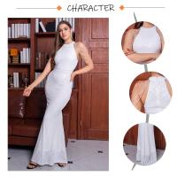 Vestido De Noche Elegante Romagic Con Hombros Descubiertos Y Diamantes Blanco Vestido De Fiesta Para Mujer Vestido De Premio Sin Mangas Largo Para Bodas Y Eventos Formales - details 19