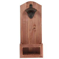 Abrepuertas De Madera Para Cervecilla Y Vino Con Cather Para Botellas Vintage Para Cocina Fiesta Barra Montado En La Pared - details 3