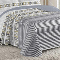 Funda de cama de rayas grises con 2 fundas de almohada, 135 camas/150 camas se pueden usar en ambos lados, que es resistente a la suciedad y fácil de limpiar - details 4