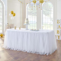 Enagua De Tule Blanca Para Mesa Rectangular O Redonda 2 Capas De Enaguas Plegadas Decoración Para Bodas Cumpleaños Baños De Lujo Y Mesas De Postres - details 5