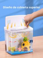 1PC Acuario Pequeño Para El Hogar Y Sala De Estar Acuario Ecológico Para Betta De Mini Tamaño Material Plástico - details 3
