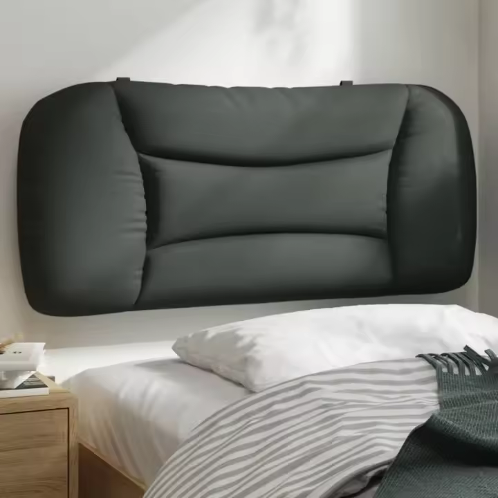 Cabecero de cama acolchado tela gris oscuro 90 cm - 1