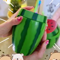 Botella De Agua Con Pajita De Plástico Multicolor Fruta De Dibujos Animados Regalo Sandía Limón Fresa Piña Deporte Y Salud - details 20