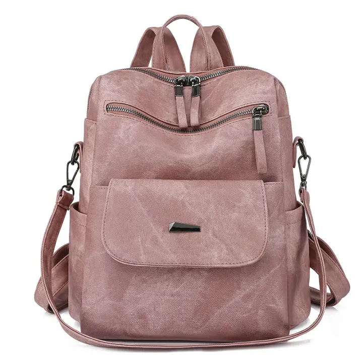 Mochila retro de PU de gran capacidad para mujer, bolso informal de doble uso, novedad de 2025 - 1
