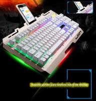 Teclado Mecánico G700 Impermeable Con Soporte Para Móvil Juego Sensación De Metal Luz Personalidad Negocios 104 Teclas USB - details 3