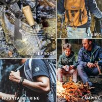 Inuitz Pedernal para fuego multiusos, encendedor de magnesio y madera, brújula, regla, silbato SOS, superficie dentada para hacer serrín, cuerda de seguridad para transporte - details 2