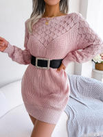Vestido De Suéter Casual Con Mangas Largas Y Ochenta Para Mujer Adecuado Para Otoño E Invierno Sin Cinturón Estilo Recto - details 9