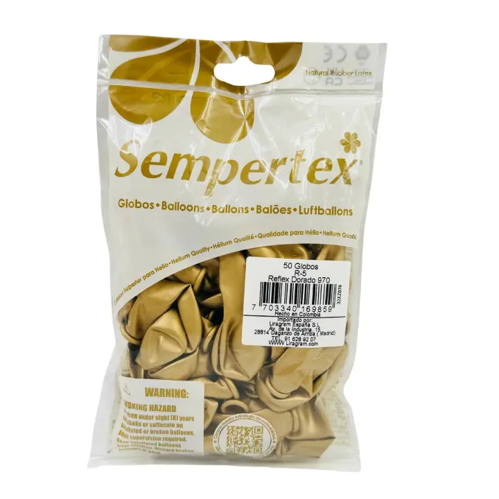 Globos De Látex, Color Réflex Dorado. Bolsa De 50 Uds. 12.5 CM-R5. #Serpemtex-Liragram - 1
