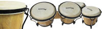 ROCKSTAR MUSIC - Bongo de Madera BO105-NT Color Natural 6" y 7" Parche Piel de Búfalo. Aros negros, tensores cromados - details 0