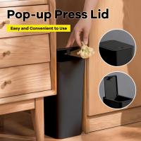 Cesta De Basura De Baño 10L Con Tapa De Presión Ecológica Para Toilette Dormitorio Sala De Estar - Recipiente De Desperdicios De Plástico Con Tapa Pop-Up - details 8
