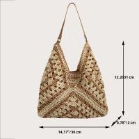 Bolso de hombro tejido de paja para mujerbolso de mano de tamaño mediano con asa para vacaciones en la playaPopular - details 1