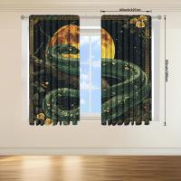 2pcs Cortina Con Estampado De Luna Y Serpiente Para Decoración Del Hogar Tratamiento De Ventana Para Dormitorio Oficina Cocina Sala De Estar Y Estudio 100% Poliéster - details 10