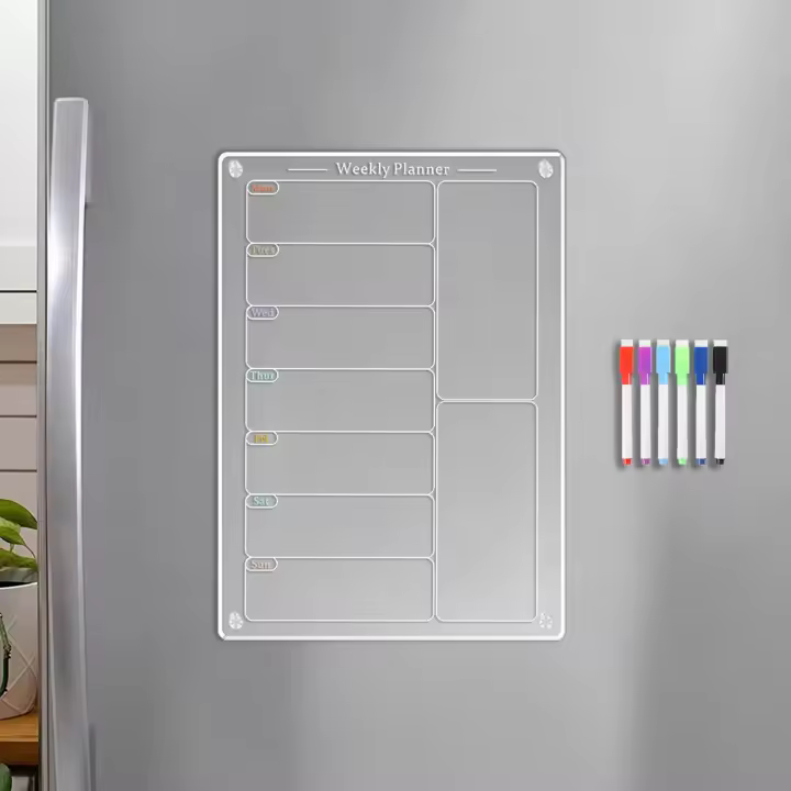 Tablero De Memoria Magnético De Acrílico Para El Hogar Con Adhesivo De Refrigerador Transparente Para Escribe Y Borrar Planificador De Mensajes - 1