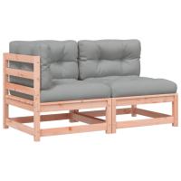 vidaXL Sofá de jardín de 2 plazas con cojines madera maciza de pino Natural y negro, Natural y girs, Pino blanco Conjunto Terraza Muebles Jardín Exterior Juego de Muebles de jardín Mueble Jardín Exterior Muebles de Salon Exterior - details 1