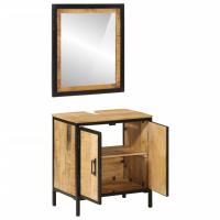 vidaXL Conjunto de muebles de baño 2 pzas madera maciza mango y hierro - details 1