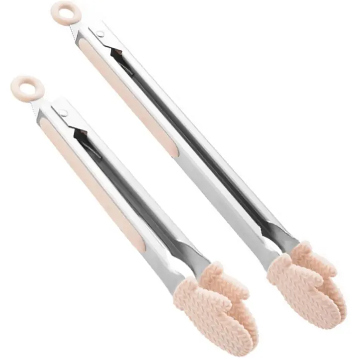2 utensilios de cocina de silicona con mangos antideslizantes - Pinzas para Ensalada, pinzas con Punta de silicona para Cocinar y servr Alimentos-Pinzas para Ensalada Perfectas para - 1