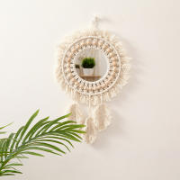 Espejos de pared de macramé hechos a mano que cuelgan con flecos para Apartamento, Sala de estar, Dormitory, Dormitory, Espejo de pared Moderno para decoración del Hogar - details 2