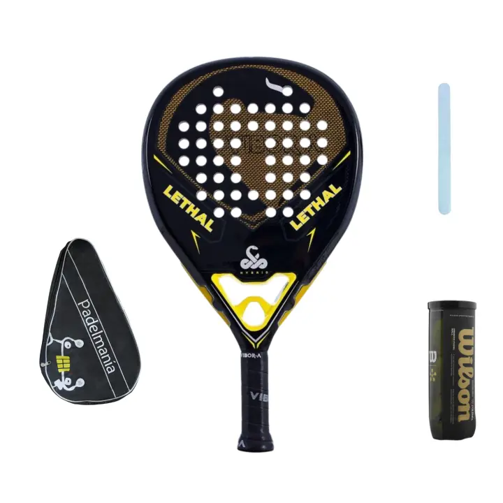 Pala de Pádel Vibor-a Lethal Hybrid + Funda Pádel Manía + Protector Transparente + Bote de Pelotas Wilson Premier - 1