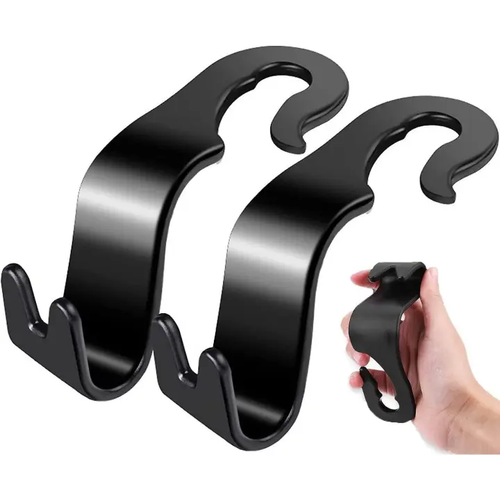 Ganchos para reposacabezas de asiento de coche, paquete de 2, Ganchos de almacenamiento para Coche, Ganchos organizadores de bolsos, color Negro - 1