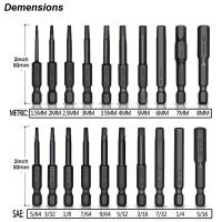 Juego De 10 Piezas De Cabezas De Destornillador Hexagonal SAE/Métrica Y Allen Con Cabezas De Broca De 1/4 De Diametro Mango De Solado Magnético Kit De Destornilladores - details 2