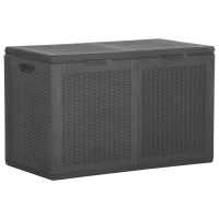 vidaXL Caja de almacenaje para jardín 180 L PP ratán negra - details 0