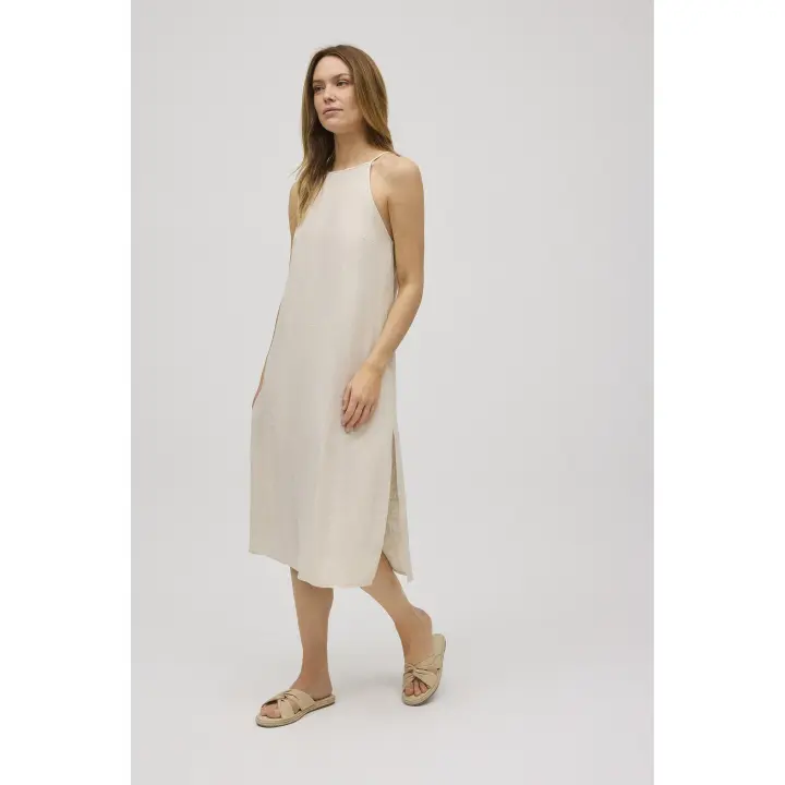 Ysabel Mora - Vestido midi recto con lino - 1