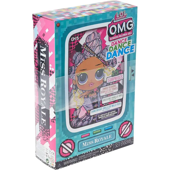 MISS ROYALE L.O.L SURPRISE - Muñeca - OMG Dance Dance Dance - Luz Negra mágica - Alta calidad -Incluye 15 sorpresas - Mayores de 4 años - MGA - 1