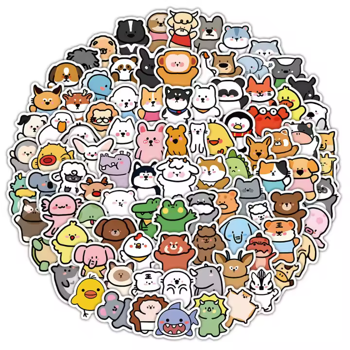 100PCS Pegatinas De Dibujos Animados Lindos Y Mixtos Para Bicicleta Libreta Y Estuche De Lápiz Decoraciones De Papel Sintético - 1