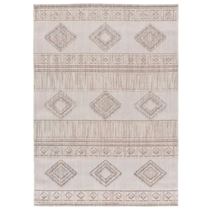 ATTICGO Alfombra de Interior Estilo Étnico con relieve en Beige - ELEMENT 8921 | 77X150, 134X200, 154X230 cm - 1